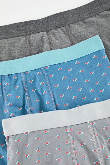 Trendyol Collection 3-Pack Minimal Printed-Solid Mix Cotton Boxers Tmnaw25Bx00021
