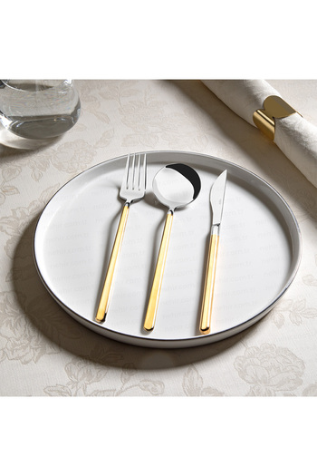 Nehir Sofia Gold Plain 6-Person 36-Piece Boxed Cutlery Set