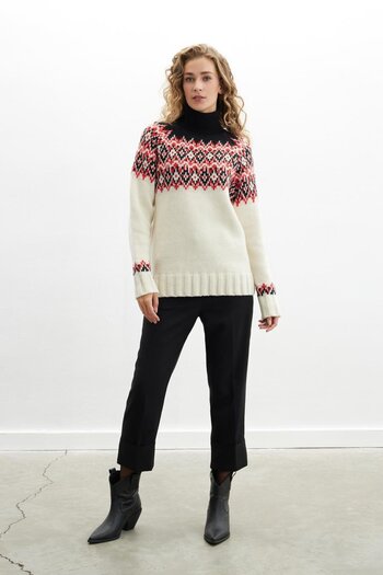 Peraluna Styleboom X Cotswold Fair Isle Pullover Turtleneck Diamond Pattern Sweater Women's Knitwear Sweater