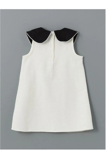 LC Waikiki Lcw Kids Ecru Peter Pan Collar Dobby Girl Dress