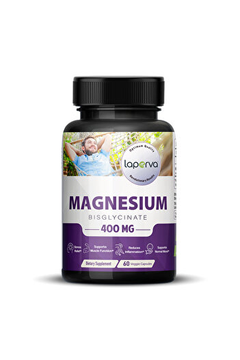 Laperva Magnesium Bisglycinate, 400 Mg, 60 Veggie Capsules, Stress Relief.