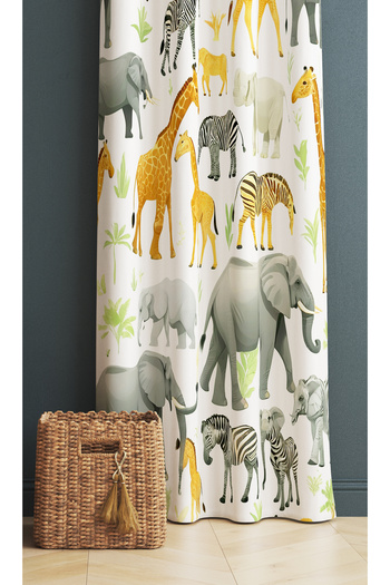 Else Dekor Safari African Animals Patterned Boy's Room Background Curtain 140X260Cm