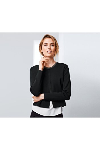 Tchibo Women Split Neck Plain Cardigan, Black