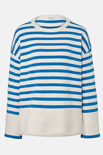 Tchibo Women Round Neck Knitted Sweater, Blue