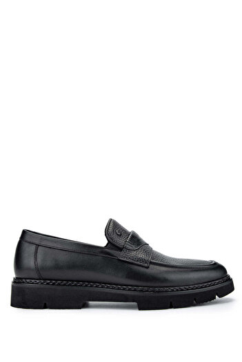 Tamer Tanca Men's Genuine Leather Black Loafer Shoes