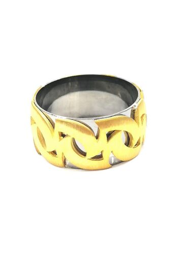 Omar Silver Yeni Tasarım Gold Altın Kaplama Işlemeli Unisex 925 Ayar Gümüş Alyans Omr7758
