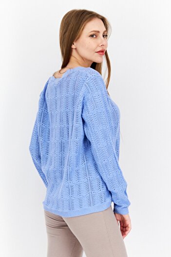 Tchibo Women Textured Long Sleeve Cardigan, Light Blue