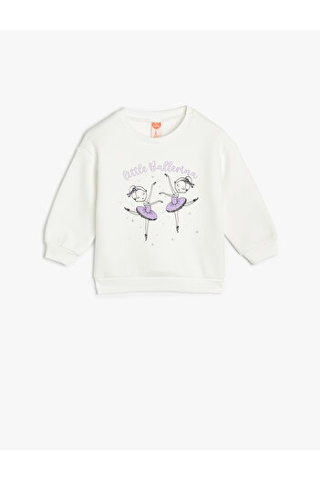 Koton Potištěná mikina s dlouhým rukávem Ballerina - Crew Neck