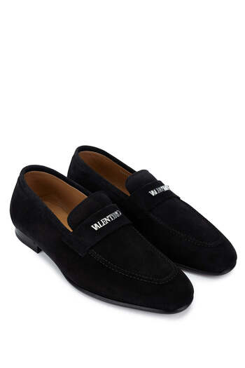 Valentino Men's Genuine Leather Black Suede Loafer Shoes