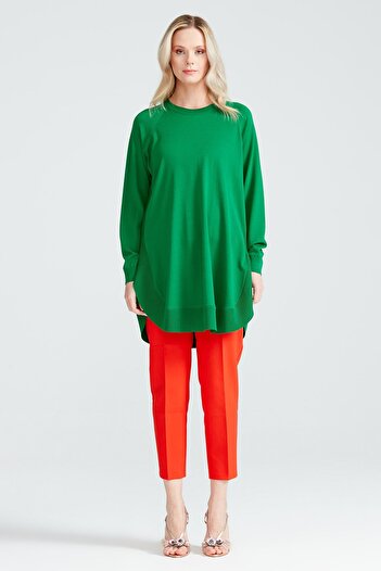 Tığ Triko Ovel Rayon Tunic on Sides - 21205.1 - Crochet Knitwear