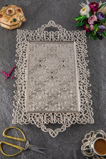 Sena Bow Lace Rectangular 6-Person Metal Presentation Tray (314-6)
