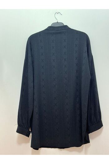 Kayra Black Judge Collar Tunic - Bead Embroidered
