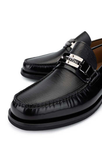 Valentino Erkek Hakiki Deri Siyah Loafer Ayakkabı