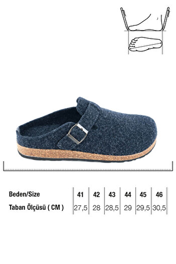 GEZER Men's Winter Cork Sole Single Buckle Adjustable Comfortable Sole Felt Home Garden Slippers