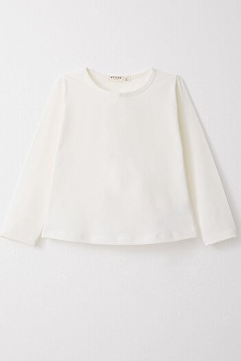 Breeze 3-7 Years Girl's Ecru Long Sleeve T-Shirt