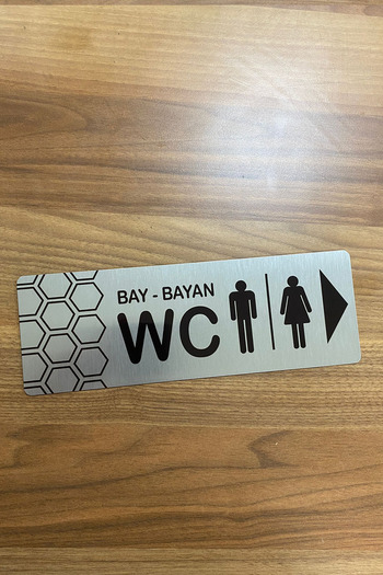 Gri Grafik Design Workshop Aluminum Male-Female Right Way Wc Toilet Direction Sign 30cm X 10cm