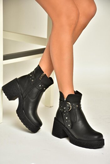 Fox Shoes T996227809 Siyah Kalın Topuklu Kadın Bot