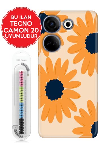 TECNO Camon 16 18 19 Neo Pro 4G 5G Kılıf Figürlü Silikon Flower Draw