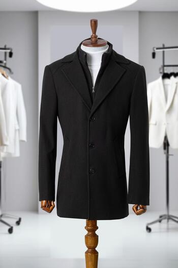 Salihtarzz Black Cashmere Men's Coat - Sd41058