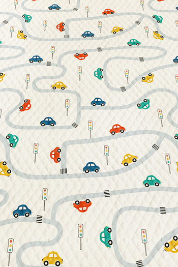 Else Dekor Colorful Car Traffic Patterned Boy's Single Pique Set Quilted Bedspread