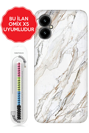 omix X3 X5 X6 X7 X300 X400 X500 X600 X700 Kılıf Resimli Silikon Kapak Pera Mermer