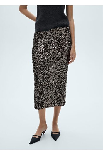 MANGO Woman Sequin Midi Skirt