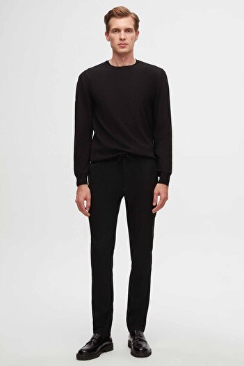 Twn Slim Fit Siyah Düz Örgü Kazak