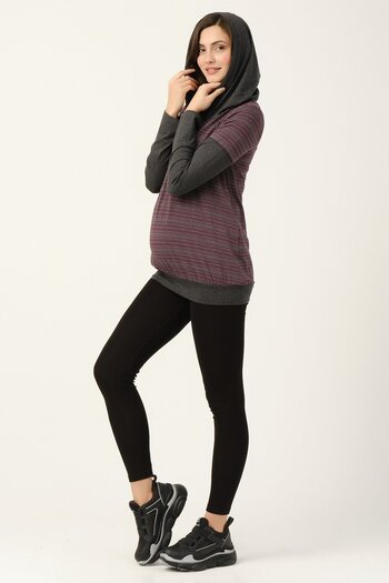 BUSA Purple Maternity Hooded Sweatshirt