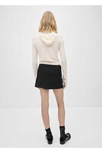 MANGO Woman Kemerli Yırtmaçlı Mini Etek