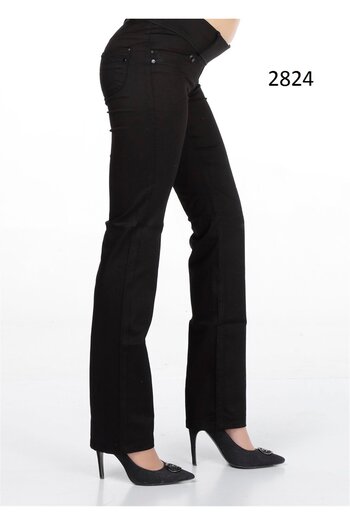 BUSA Pregnant Classic Canvas Straight Leg Trousers Black