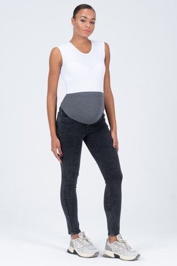 BUSA Plus Size Anthracite Skinny Jeans - Stretchy, with Abdominal Band and Back Belt