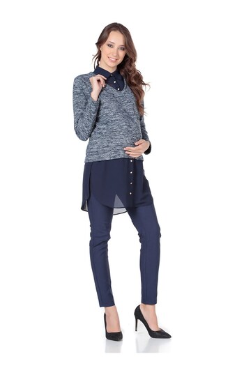 BUSA Navy Blue Maternity Shirt Tunic