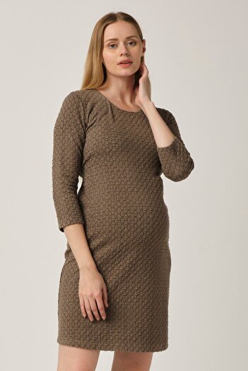 BUSA Pregnant Casual Mini Dress Brown