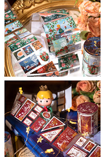 GUGUK Little Prince and Rose Garden Themed Roll Sticker Set