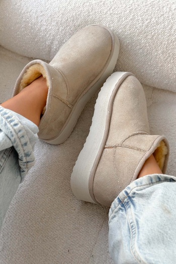 Shoebutik Μάφιν Μπεζ Μπότες
