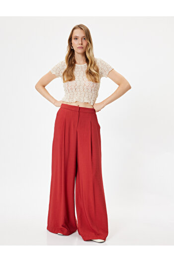 Koton Brown Women's Viscose Wide Leg Pants