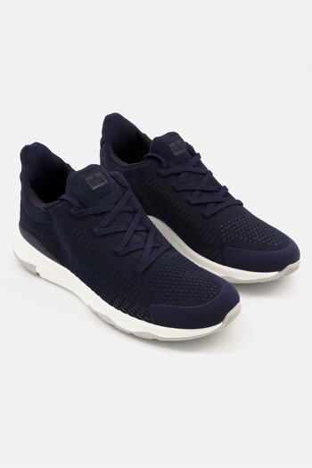 Fitflop Men Vitamin Ffx Knit Lace Up Casual Shoes, Navy Combo