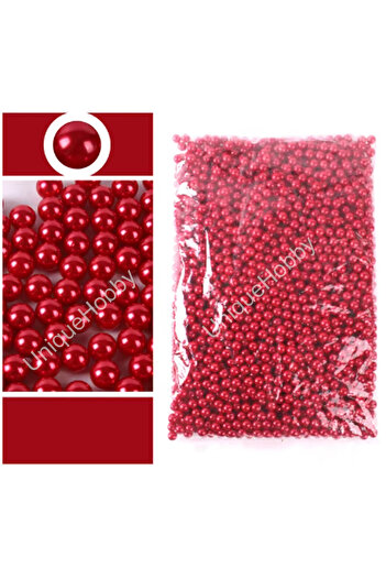 uniquehobby 8mm Red Colored 500 Gram Plastic Pearl Beads Set - Hobby