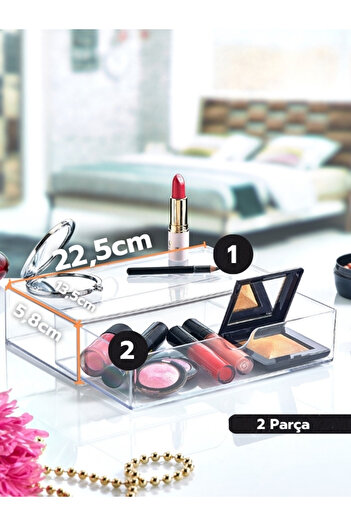 Box Up 22,5x13,5x 5,8 Великий ящик для косметики з висувними ящиками, прозорий 9003131