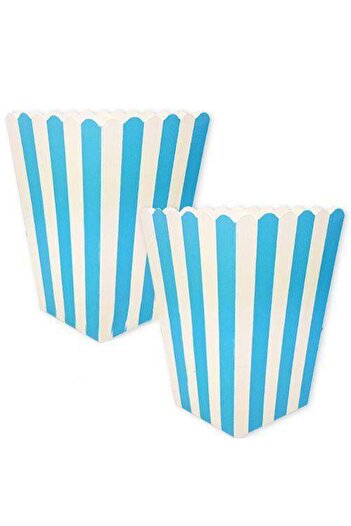 Parti Dükkanım Blue Corn Box with White Stripes 8 Pieces