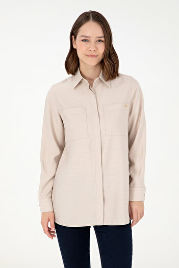 U.S. Polo Assn. Women's Stone Long Sleeve Tunic Shirt 50293568-Vr049