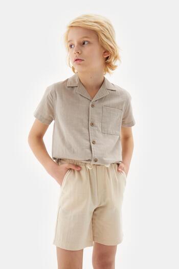 Nebbati Bg Store αγορίστικο μπεζ σορτς 23ss2nb3143