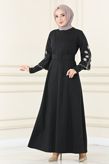 ModaMerve Black Belted Dress - Msl1610