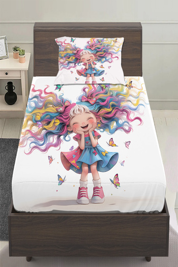 Else Dekor Cute Colorful Girl Patterned Children's Single Pillowed Elastic Sheet Set 100X200Cm