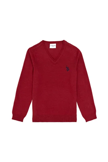 U.S. Polo Assn. Girl's Cherry V-Neck Basic Sweater 50294198-Vr223