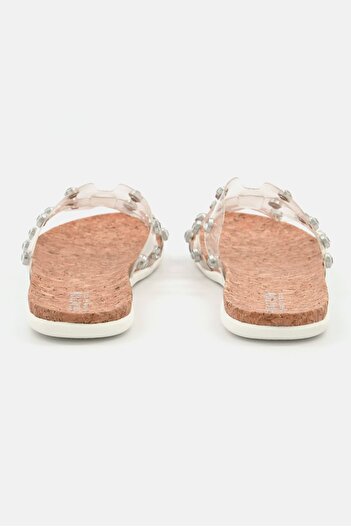 Kenneth Cole Women Slim H Band Stud Slip On Sandals, Clear