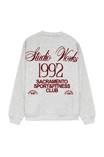 Quzu Los Angeles Gray Sweatshirt - Back Print and Kangaroo Pocket