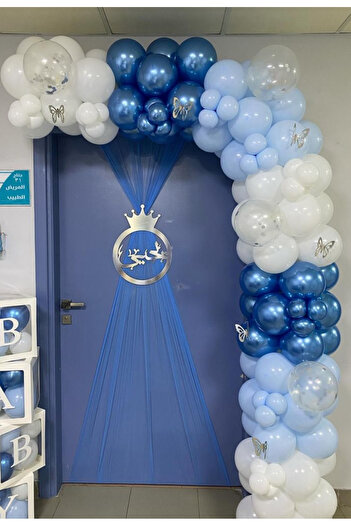 Çemrek Süs Parti Blue White Balloon Chain Set of 100