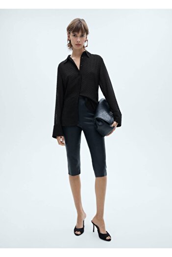 MANGO Woman Plumette Shirt with Hidden Button