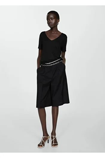 MANGO Woman Short-Sleeved Linen T-Shirt